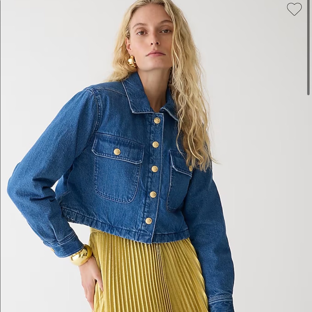 Cropped denim puffer